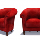 紅色絨布單人沙發