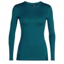 Icebreaker 女 美麗諾 Oasis 圓領長袖上衣 吸濕排汗內層衣 200磅 翠暗藍 IB104375 綠野山房