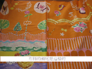 日本棉布。橘底蝴蝶玫瑰款