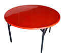 桔紅圓桌固定黑桌腳架
