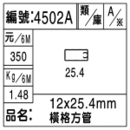 編號：4502A
品名：12.25.4mm橫格方管